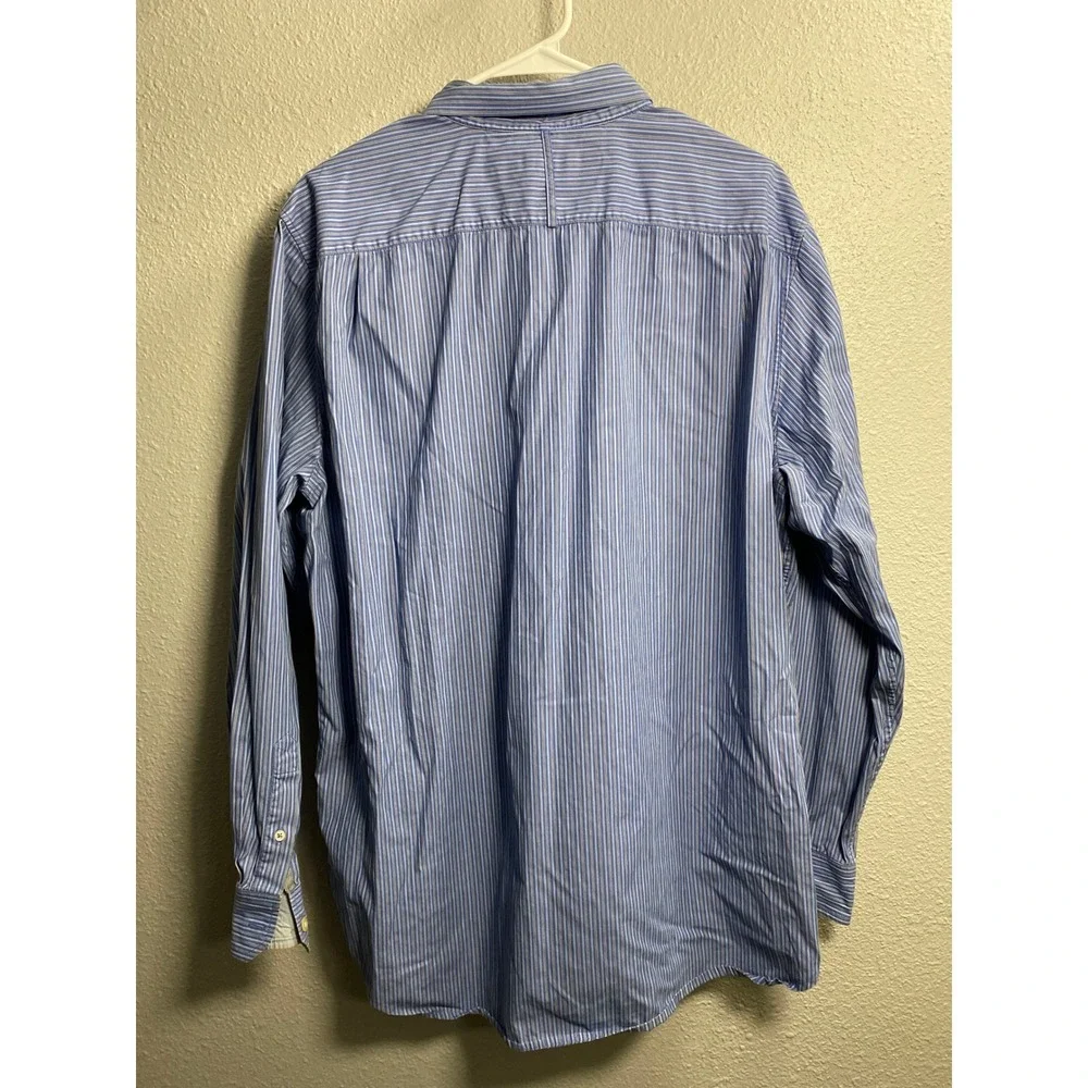 Banana Republic Mens XL Classic Fit Blue White Striped Long Sleeve Button Shirt